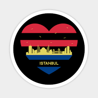 Turkey Skyline cityscape Heart Shape Birds Flying Istanbul Magnet